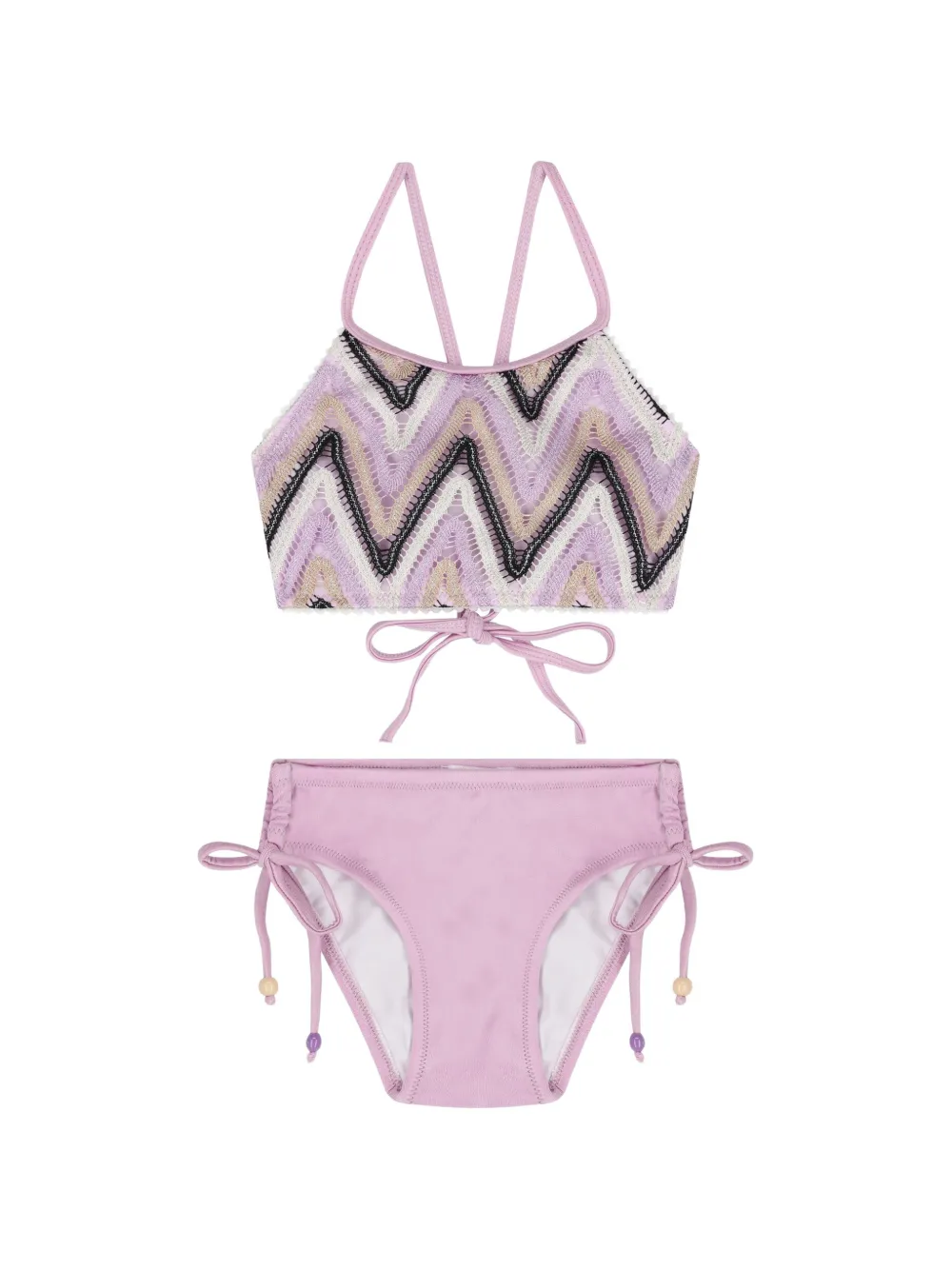 Nessi Byrd Kids Bikini con motivo a zigzag - Rosa