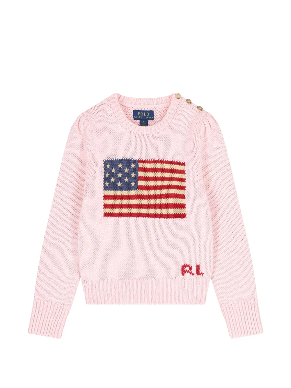 POLO RALPH LAUREN KIDS button flag knitted jumper - Rosa