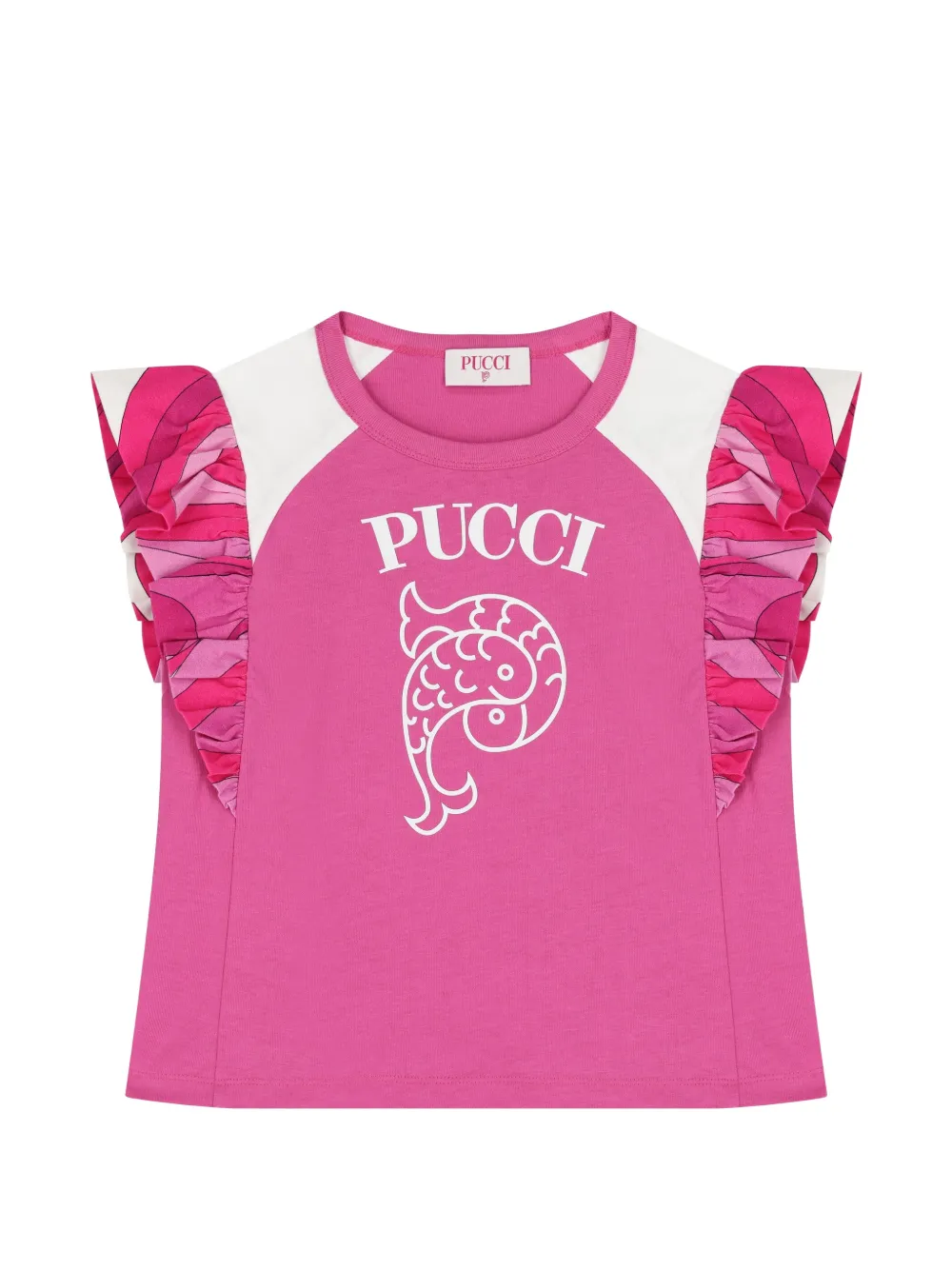 PUCCI Junior ruffled graphic T-shirt - Rosa