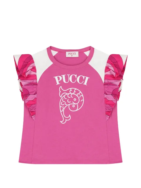 PUCCI Junior 荷叶边图案T恤