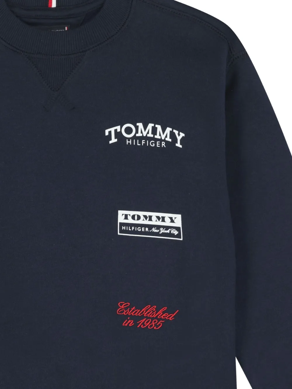 Tommy Hilfiger Junior Sweater met ronde hals en grafische print Blauw