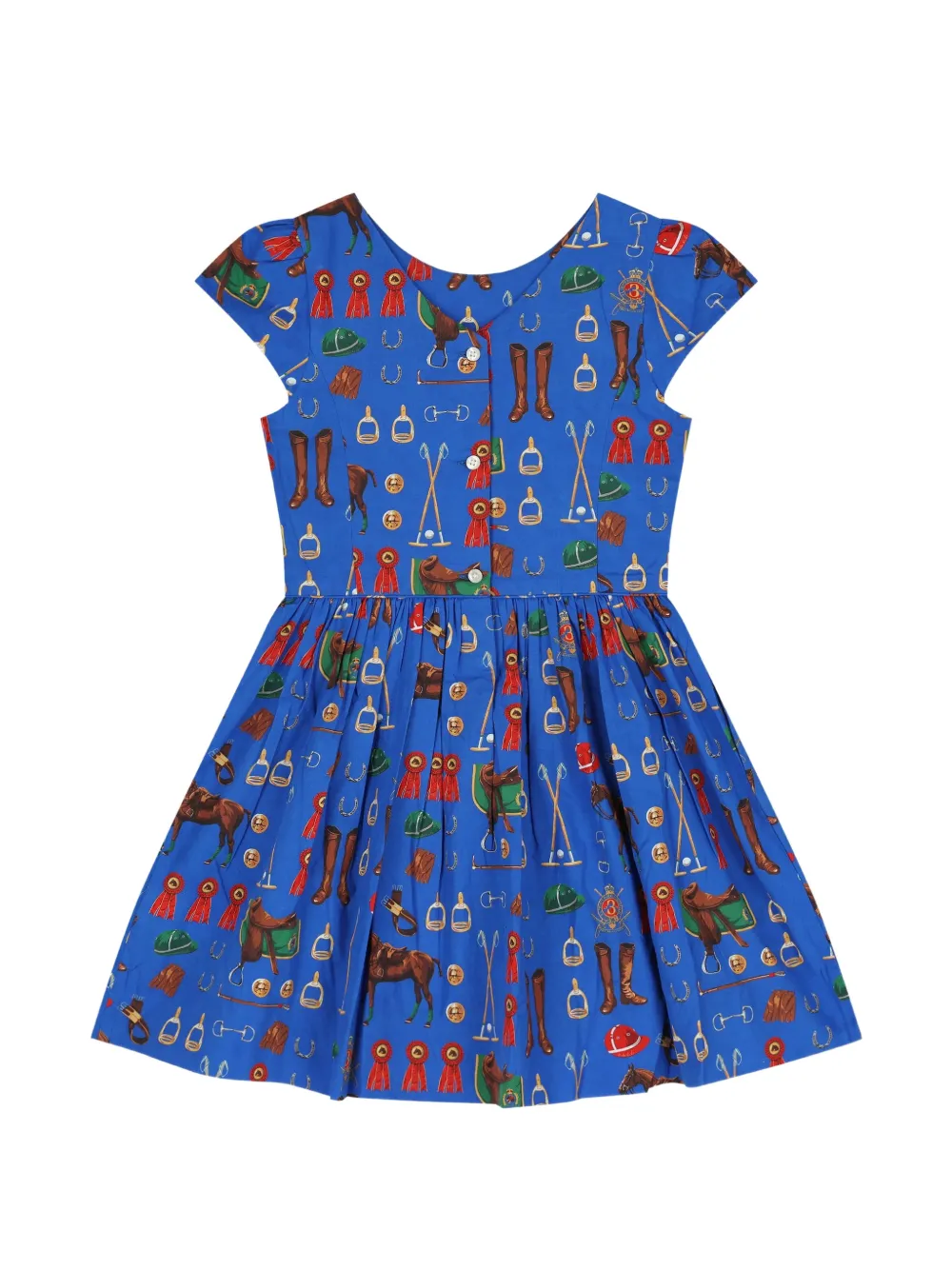POLO RALPH LAUREN KIDS Jurk met ruches en print Blauw