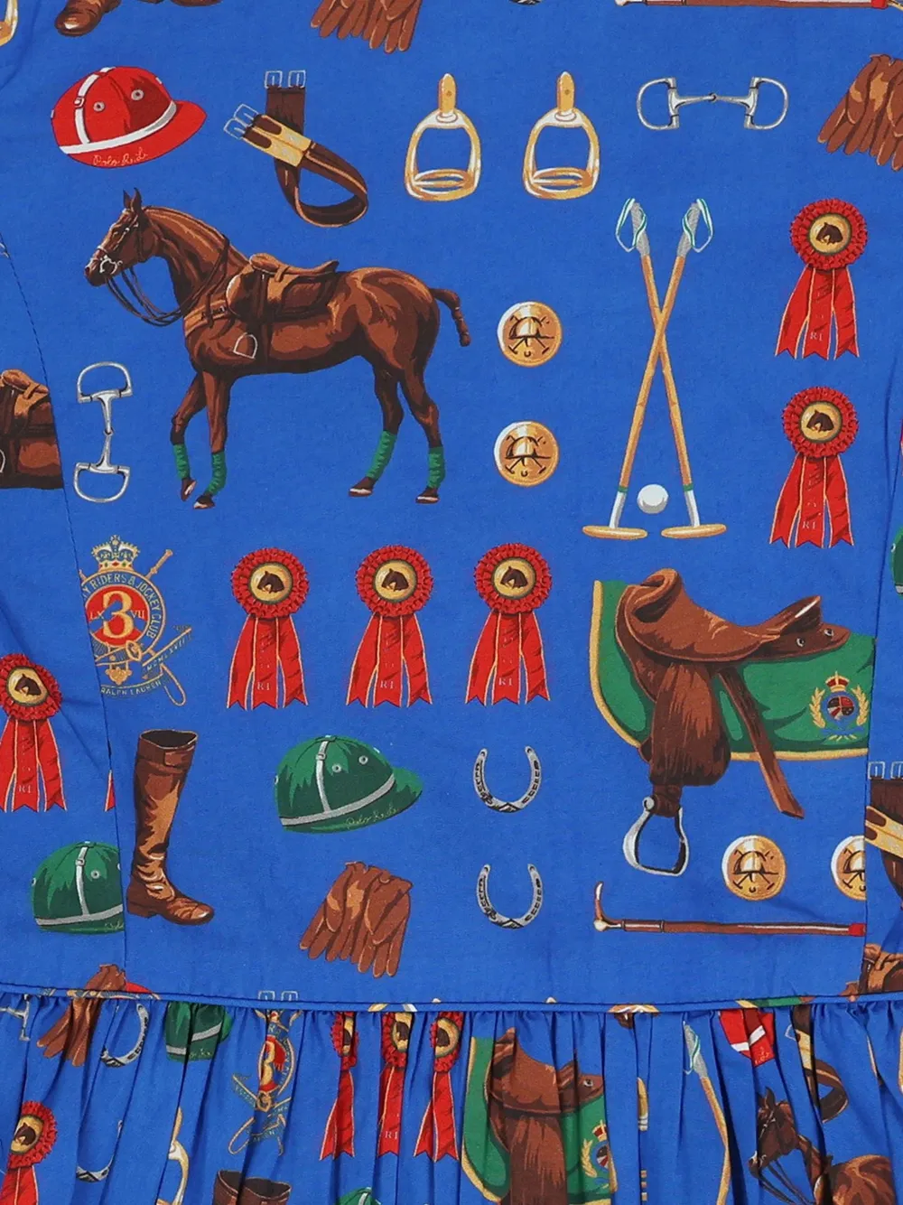 POLO RALPH LAUREN KIDS Jurk met ruches en print Blauw