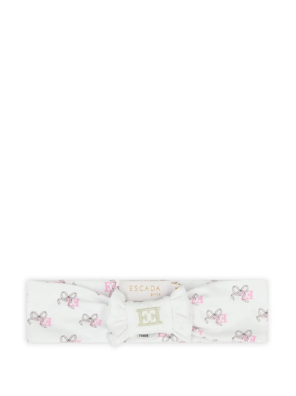 Escada Kids bow print headband - White