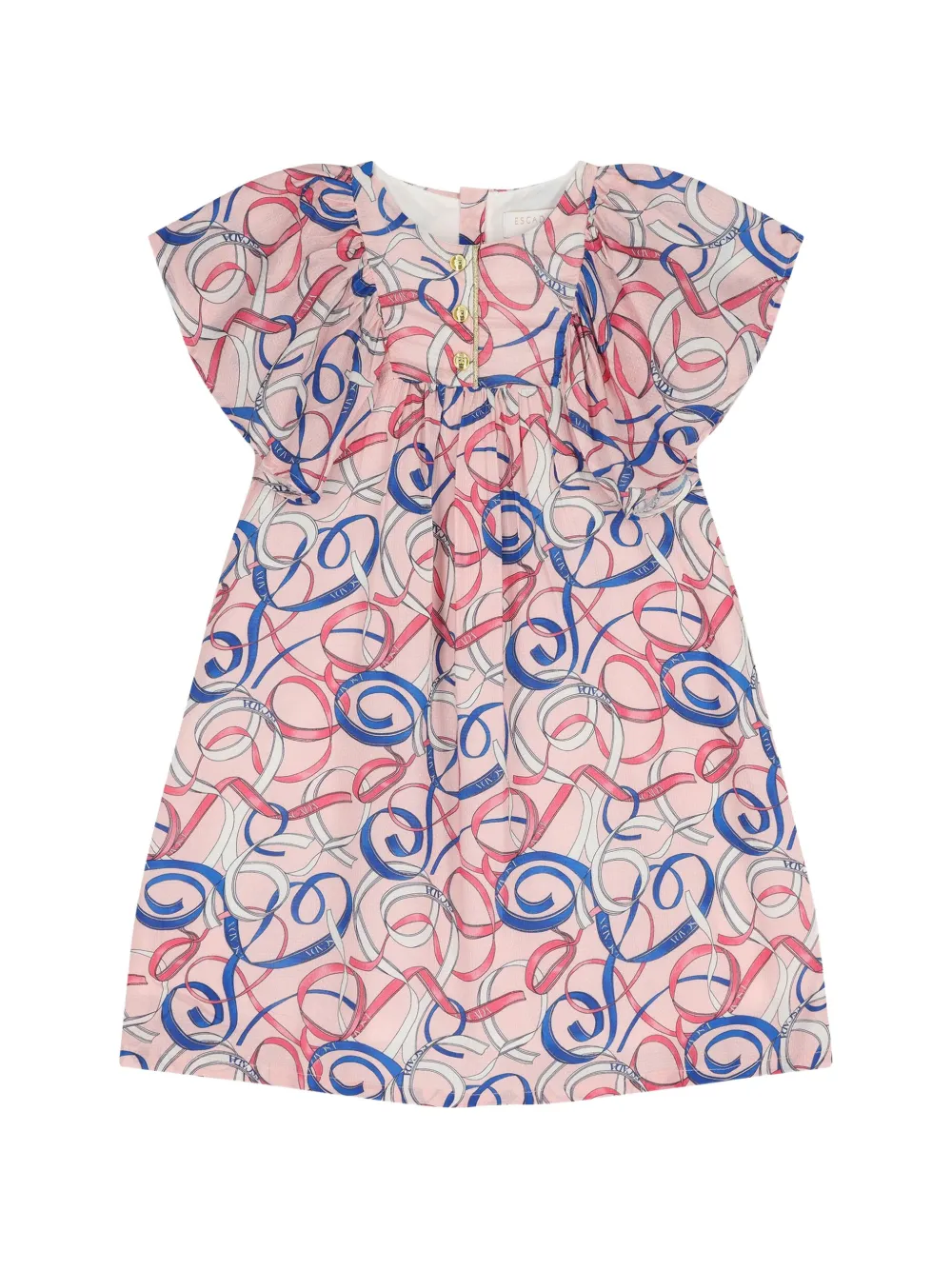 Escada Kids' Ruffled Print Dress In Multi