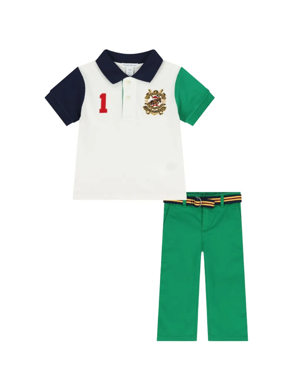 POLO RALPH LAUREN KIDS striped belt trousers - Green