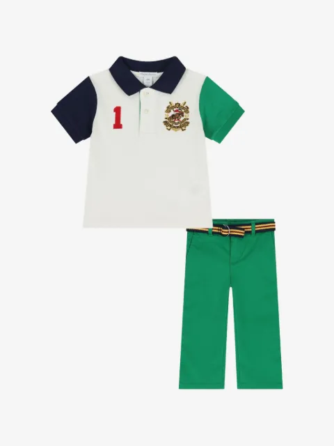 POLO RALPH LAUREN KIDS pantalones con cinturón y motivo de rayas