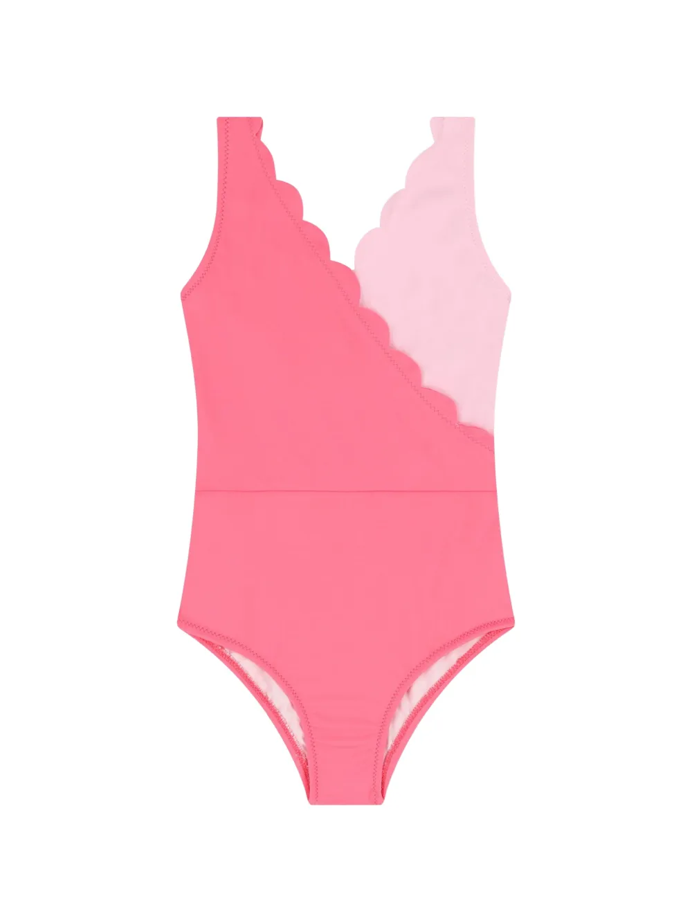 Nessi Byrd Kids Costume da bagno con orlo a smerlo - Rosa