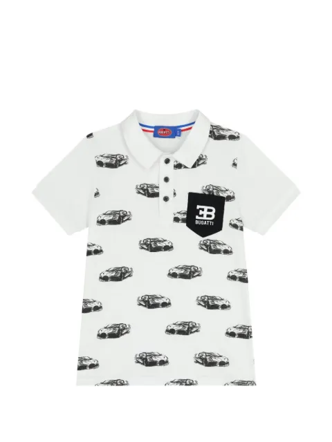 Bugatti Kids car-print chest-pocket polo shirt