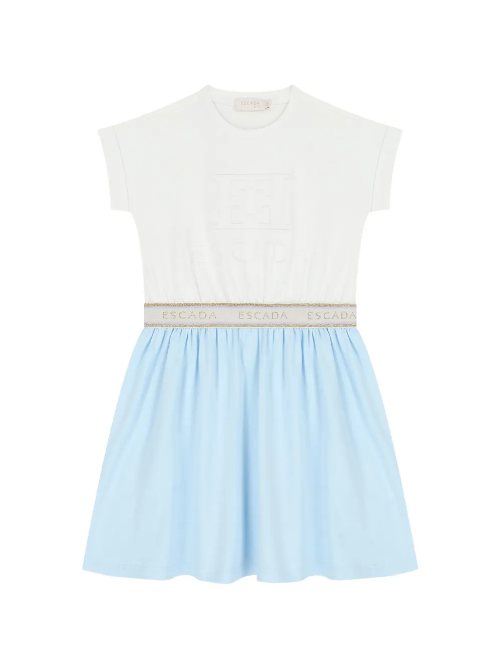 Escada Kids' Logo-waistband Dress In Multi