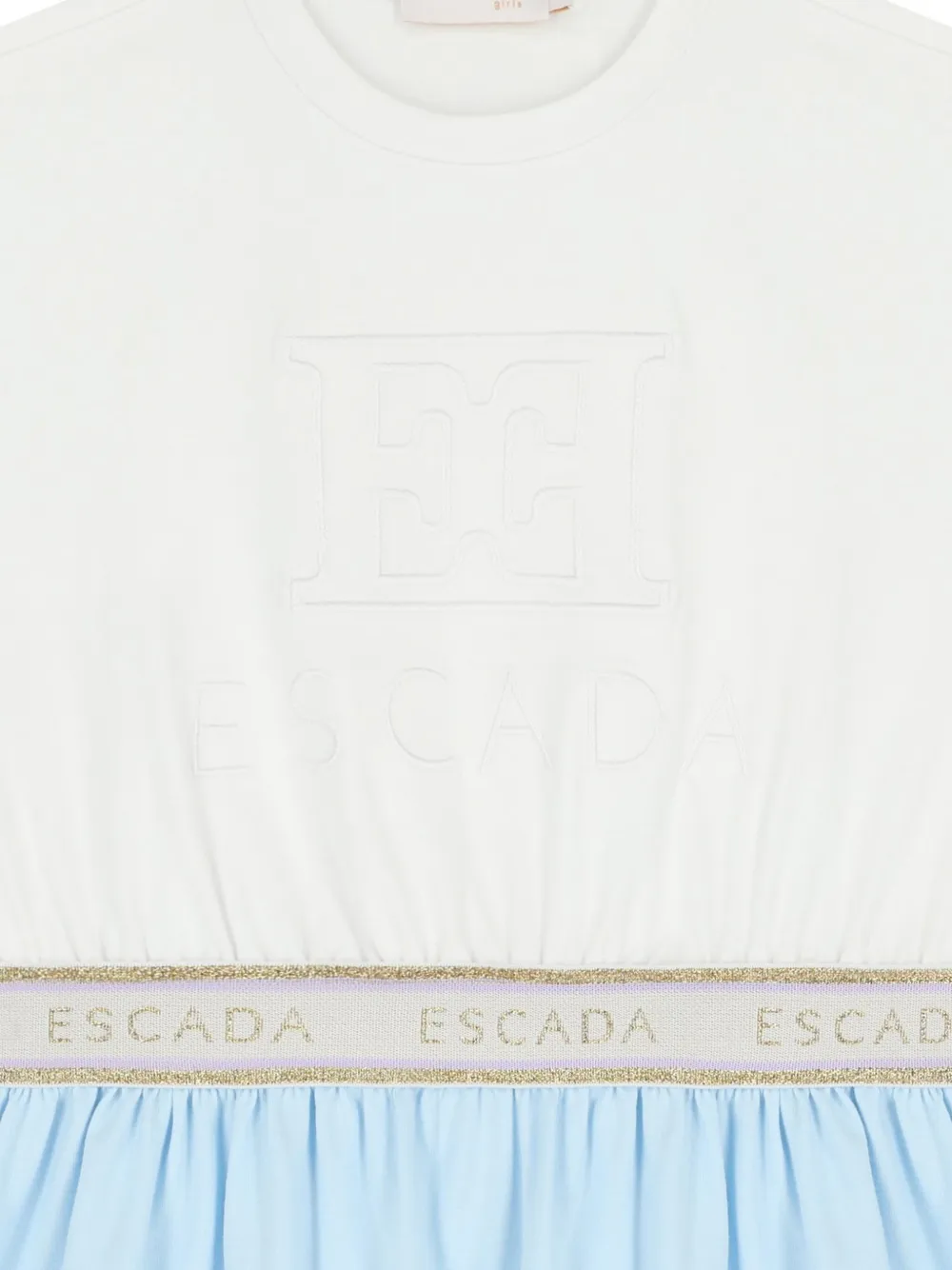 Escada Kids Jurk met logo tailleband Blauw