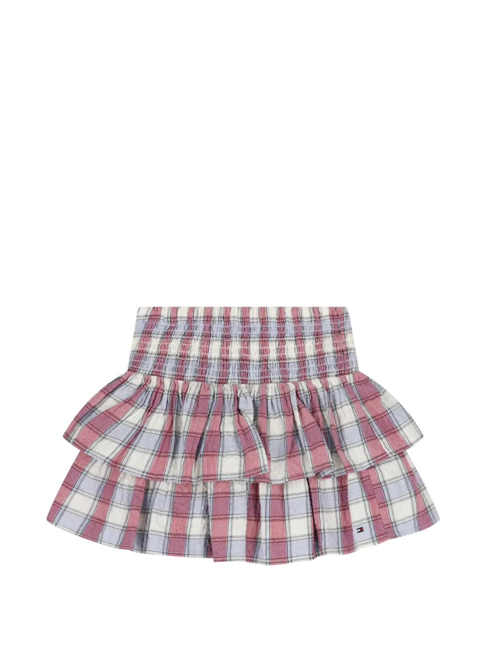 Tommy Hilfiger Junior Gonna a quadri con ruches - Bianco