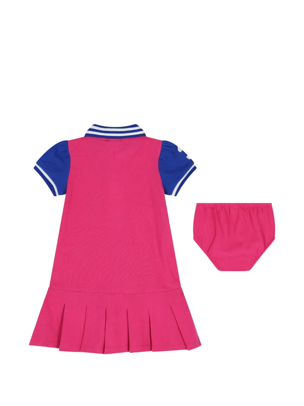 POLO RALPH LAUREN KIDS Twee geplooide jurken met gestreept detail Roze