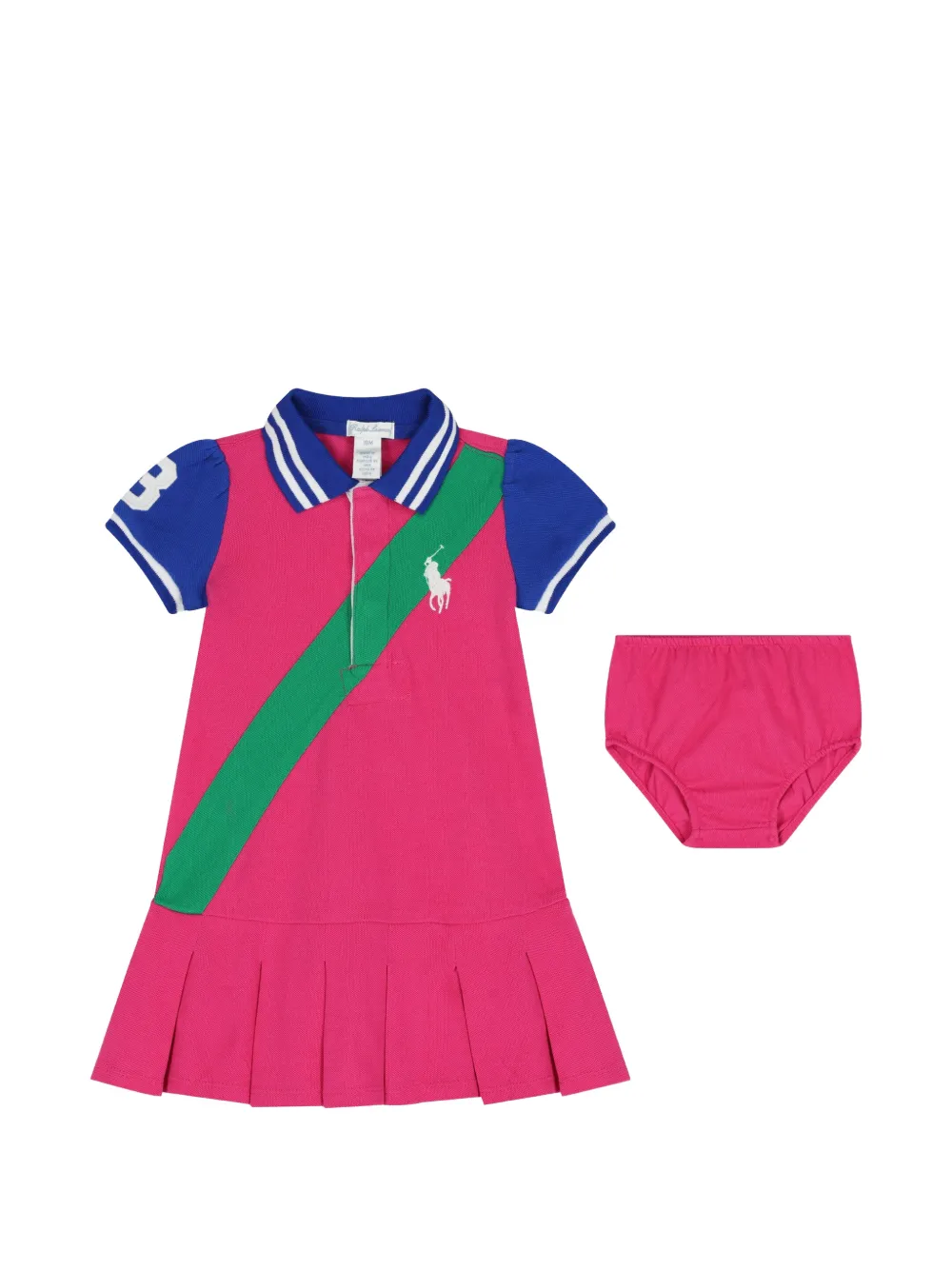 POLO RALPH LAUREN KIDS striped-detail pleated dress set (set of two) - Rosa