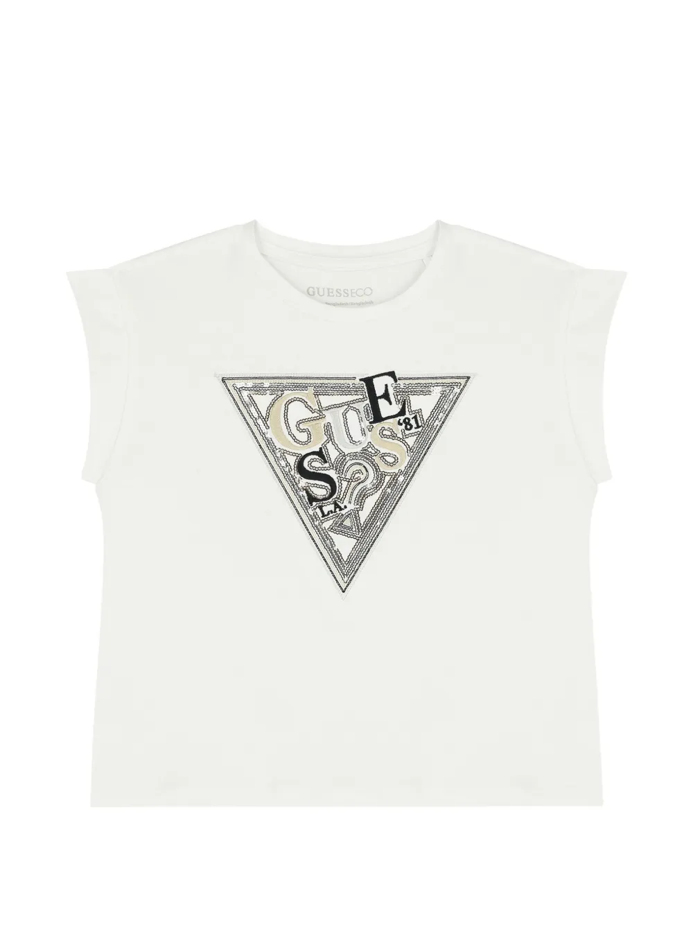 guess kids sequin logo T-shirt - Bianco