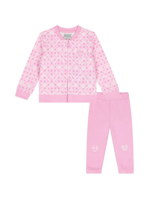 guess kids heart motif patterned tracksuit