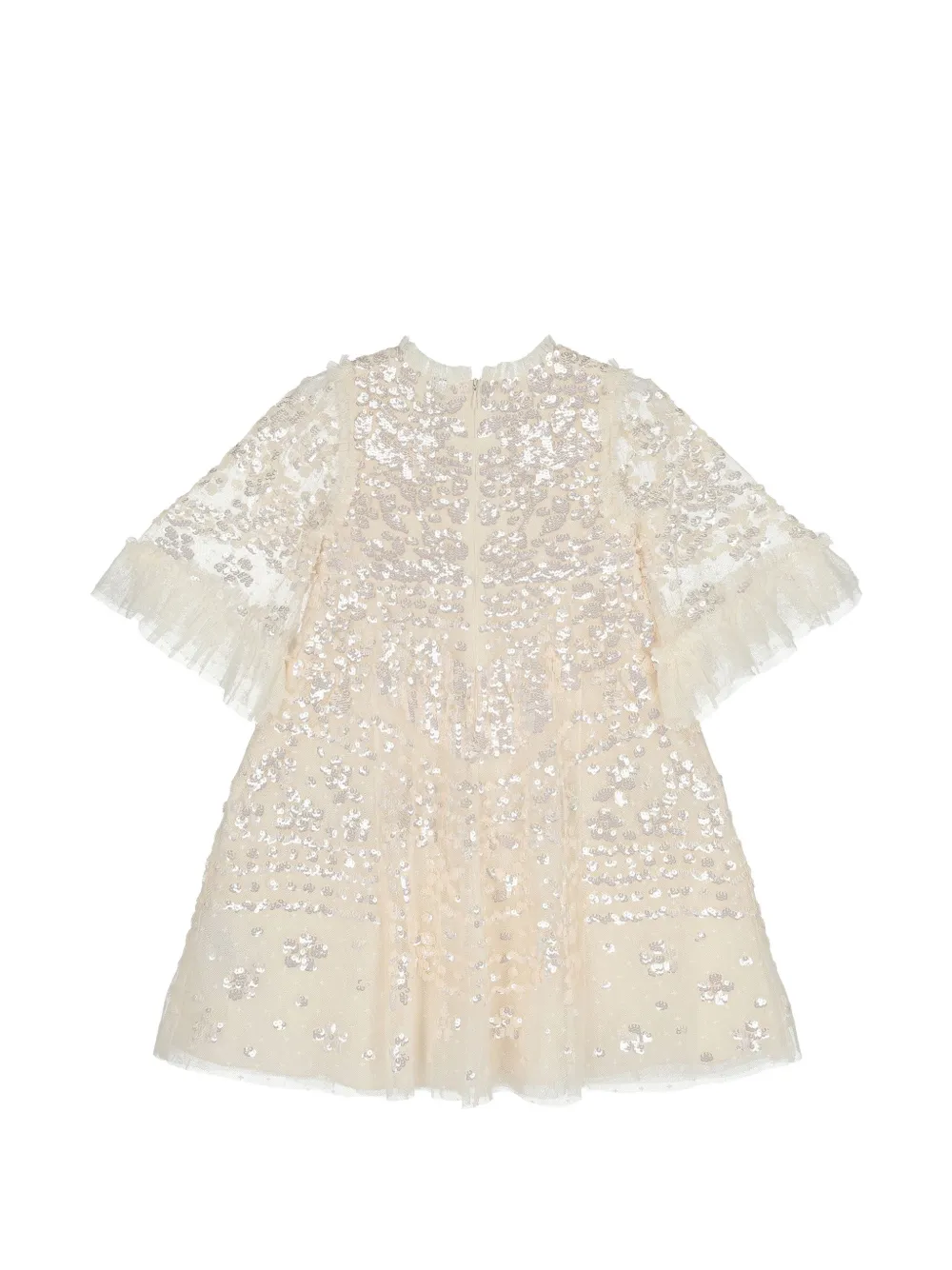 NEEDLE & THREAD KIDS Jurk met ruches en pailletten Beige