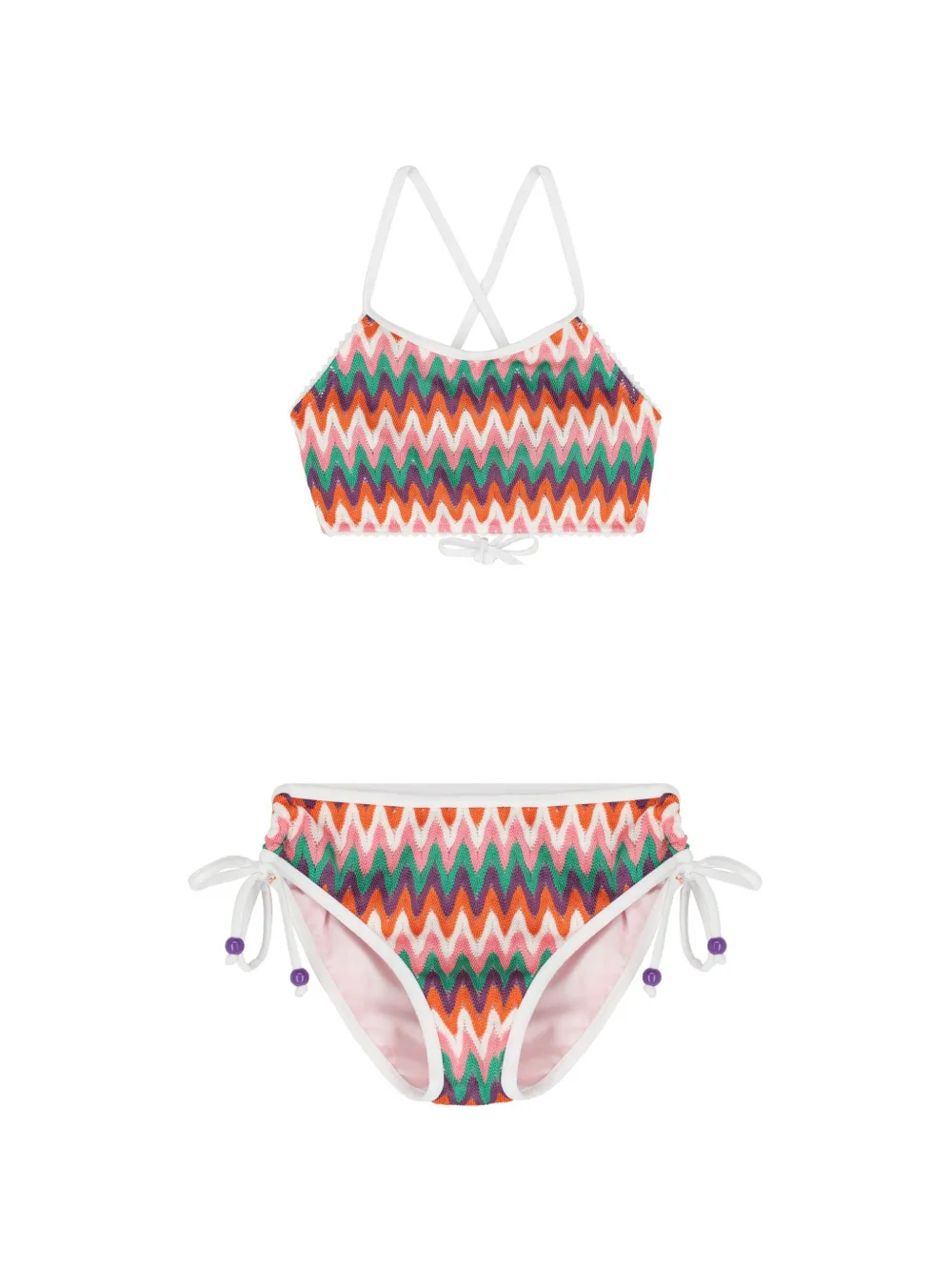 Nessi Byrd Kids Bikini con motivo a zigzag - Arancione