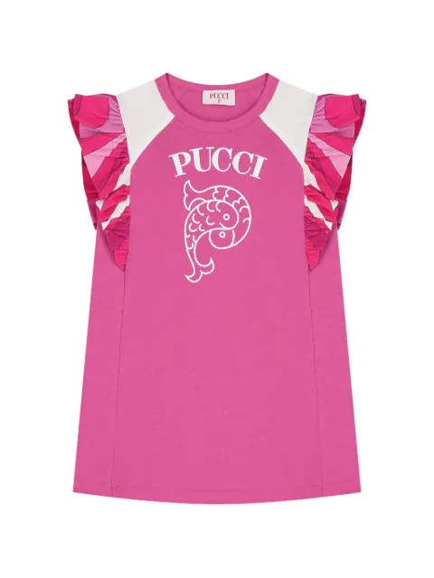 PUCCI Junior vestido estampado con volantes