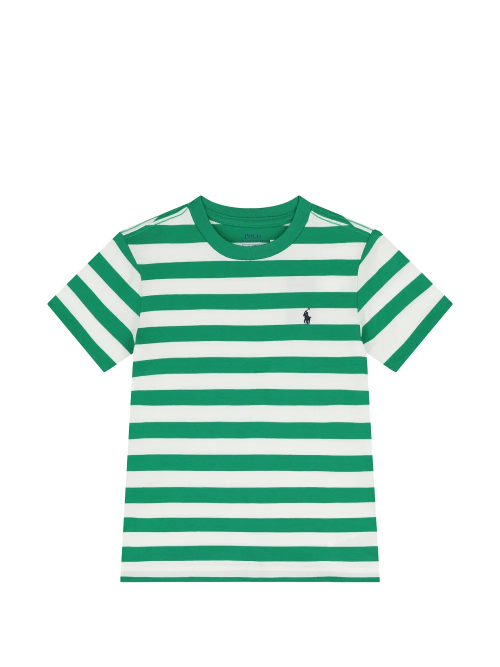 POLO RALPH LAUREN KIDS striped embroidered-logo T-shirt - Verde