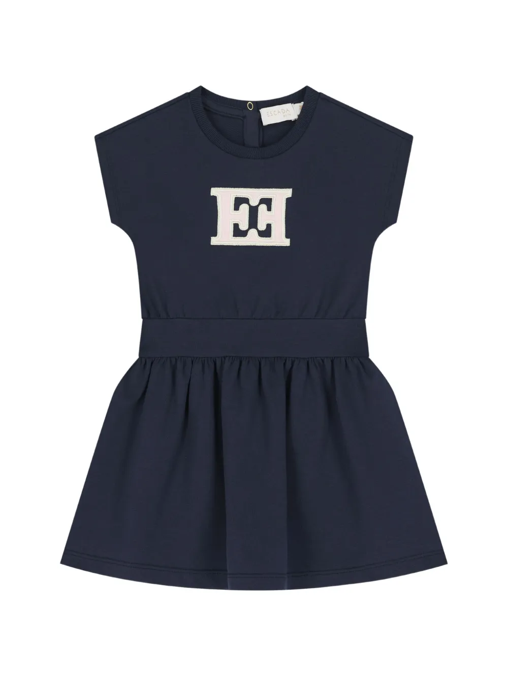 Escada Kids logo-patch dress - Blue