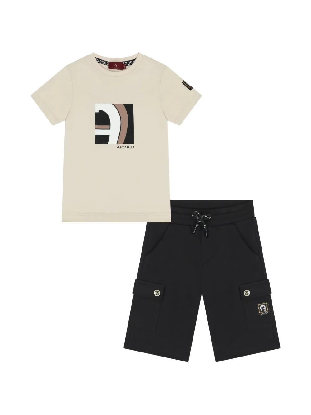Aigner Kids logo-detail shorts (set of two) - Toni neutri