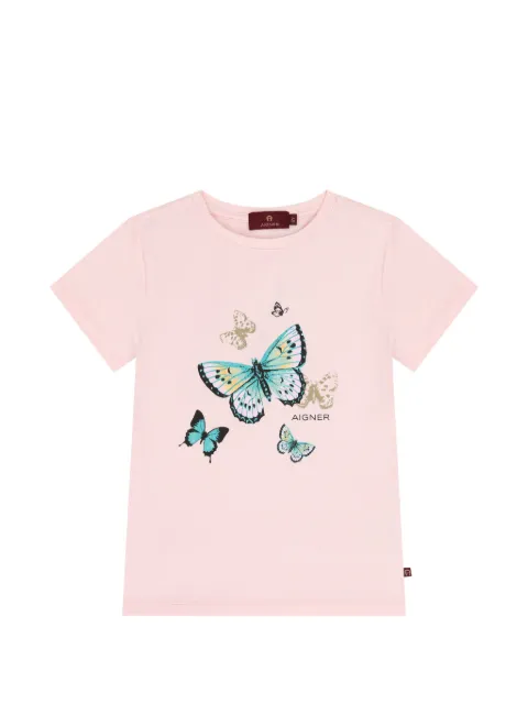 Aigner Kids playera con mariposas estampadas