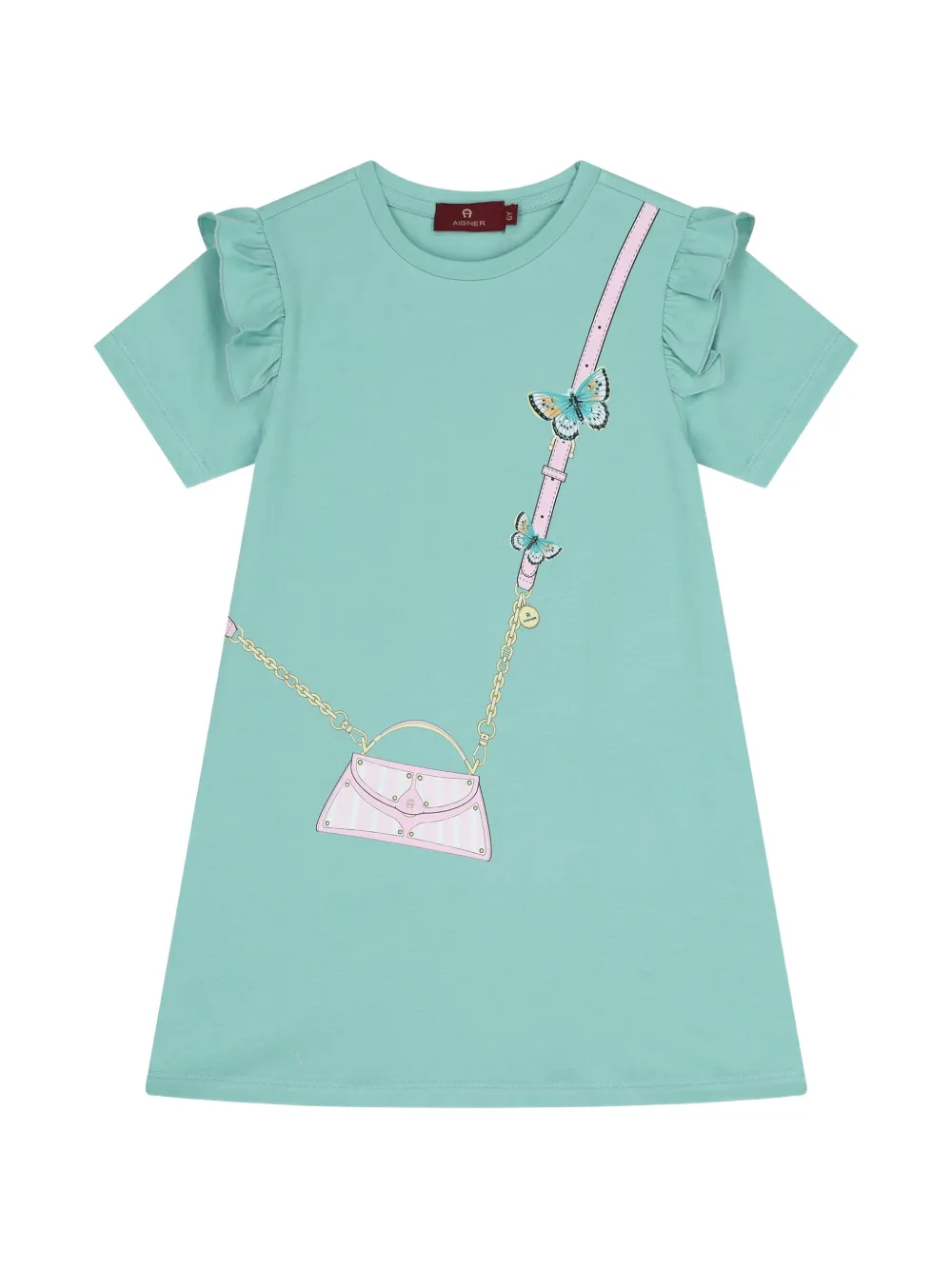 Aigner Kids ruffled graphic-print dress - Verde