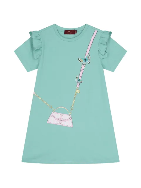 Aigner Kids ruffled graphic-print dress