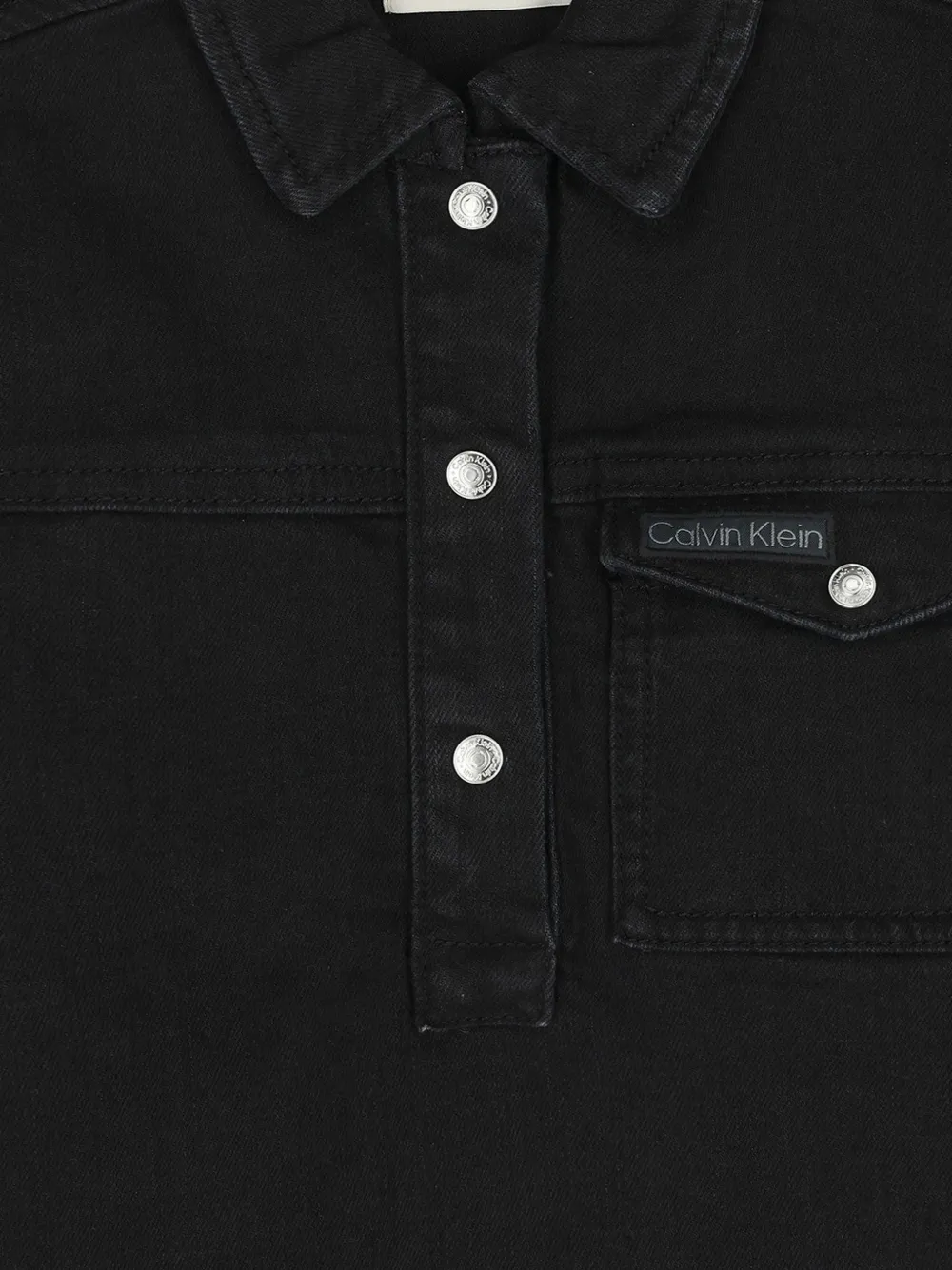 Calvin Klein Kids Jurk met borstzak en knopen Zwart