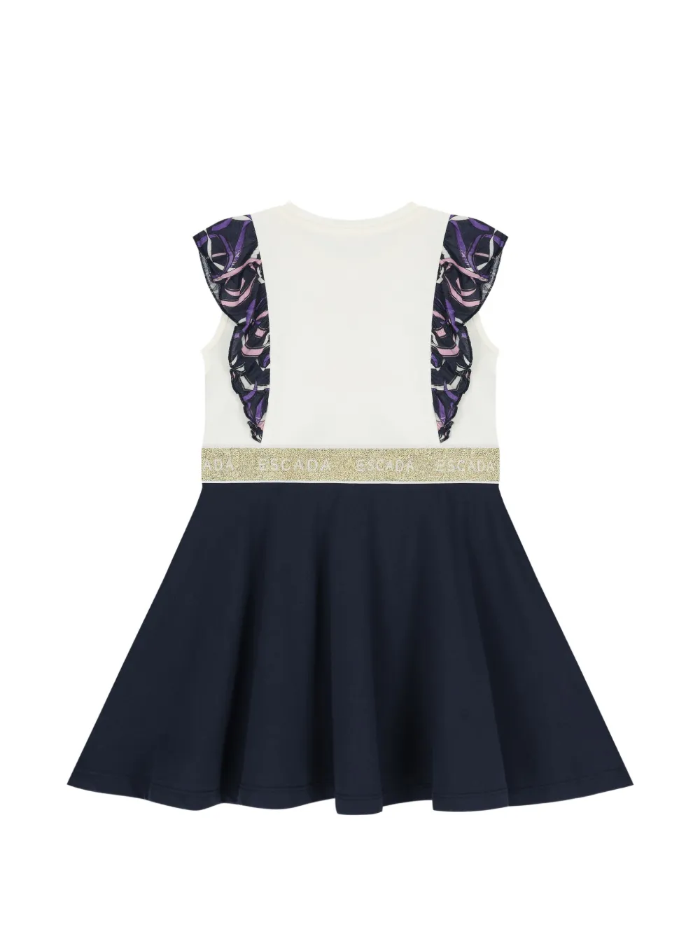 Escada Kids Jurk met ruche taille Blauw