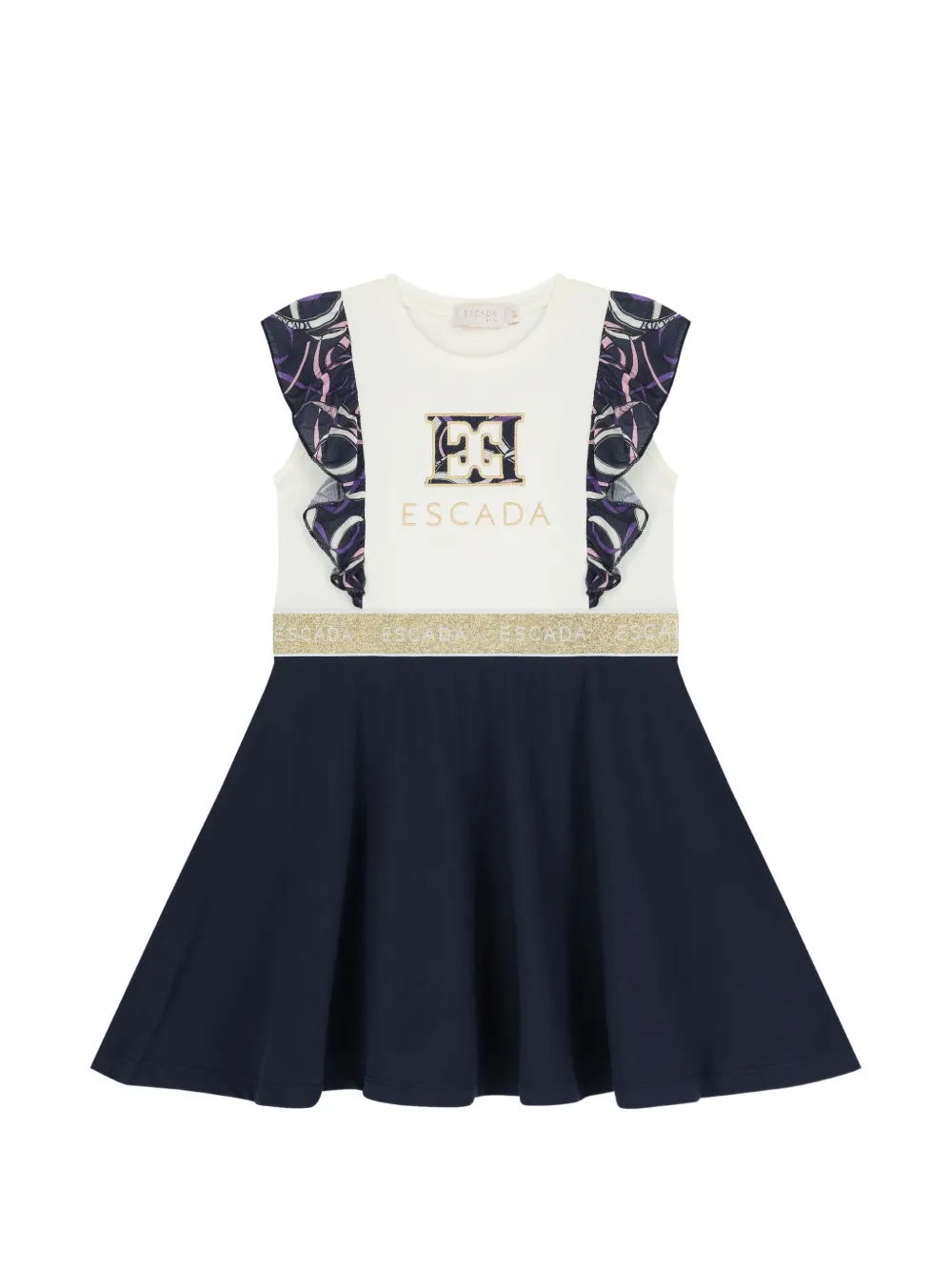 Escada Kids ruffled waistline dress - Blau