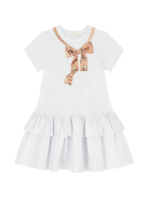 Alviero Martini Kids vestido con volantes y moño estampado