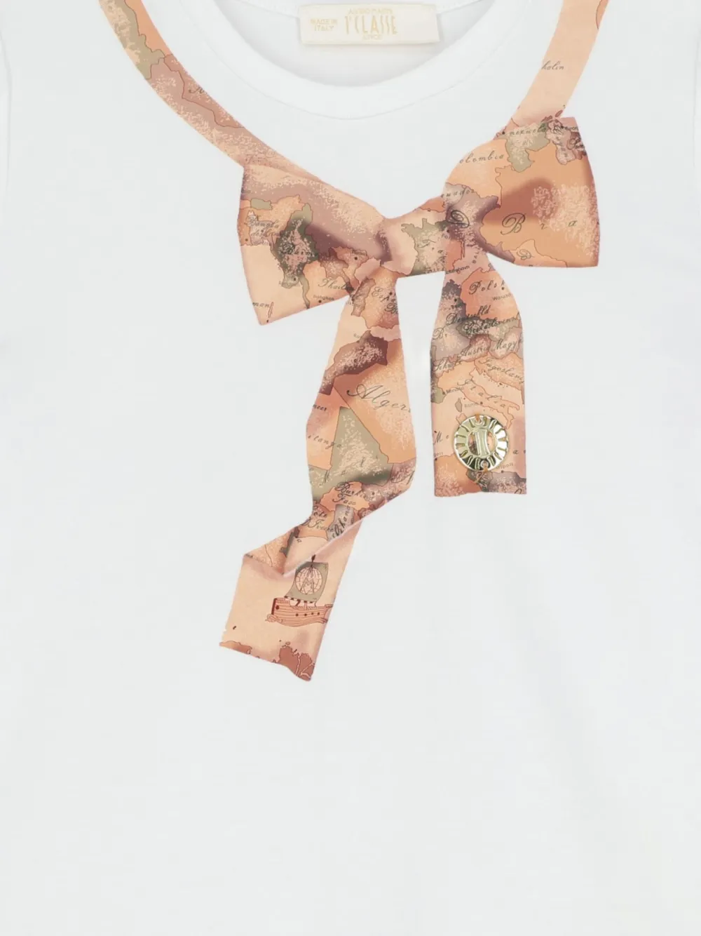 Alviero Martini Kids Jurk met ruches en strikprint Wit