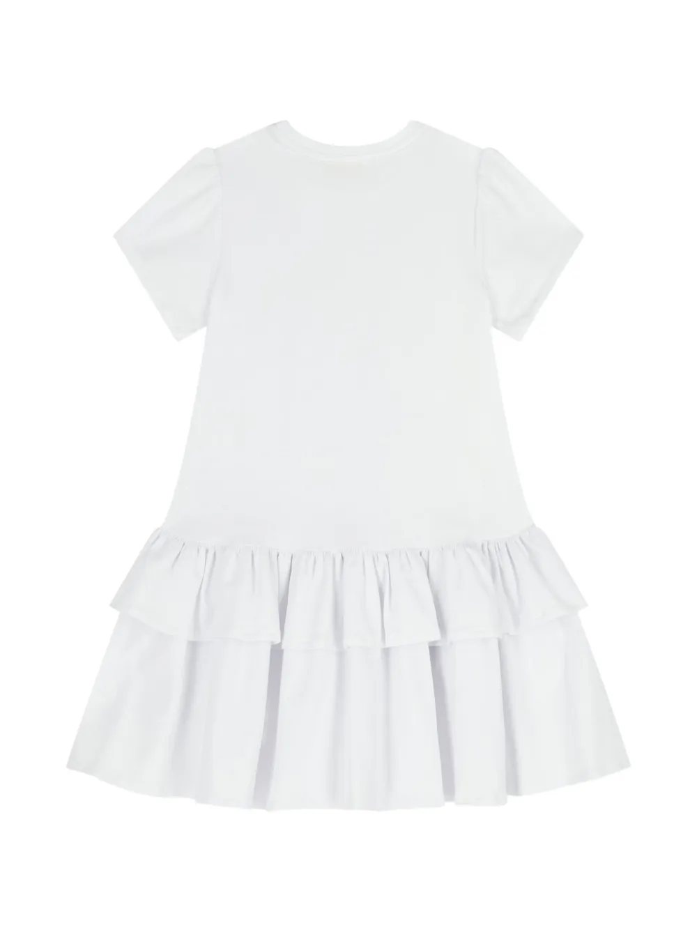 Alviero Martini Kids Jurk met ruches en strikprint Wit