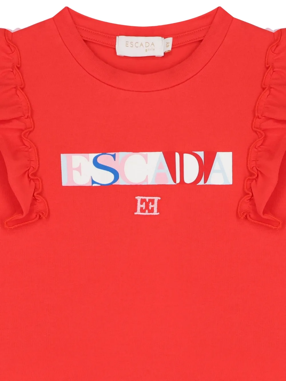 Escada Kids Grafische jurk met ruches Rood