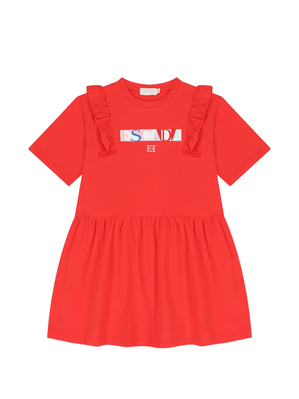 Escada Kids ruffled graphic dress - Red