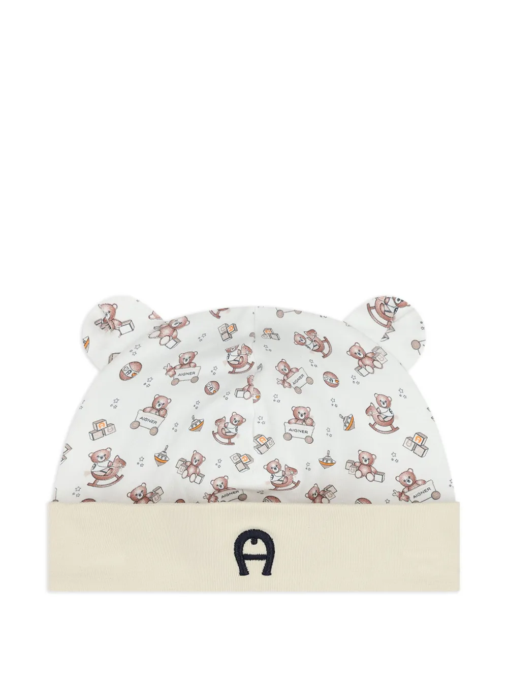 Aigner Kids bear-print beanie - Bianco