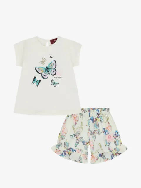 Aigner Kids set de shorts con estampado de mariposas