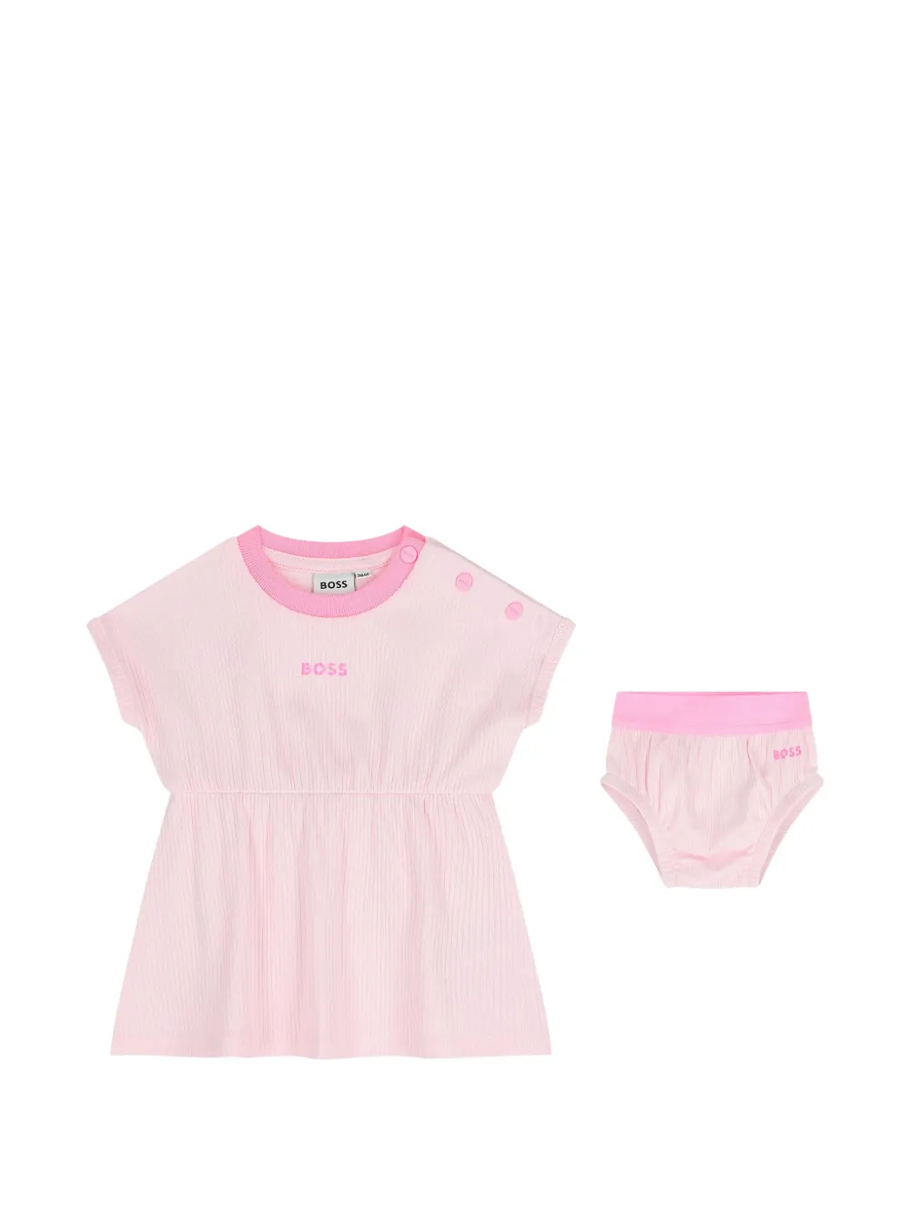 BOSS Kidswear Abito a coste con logo - Rosa