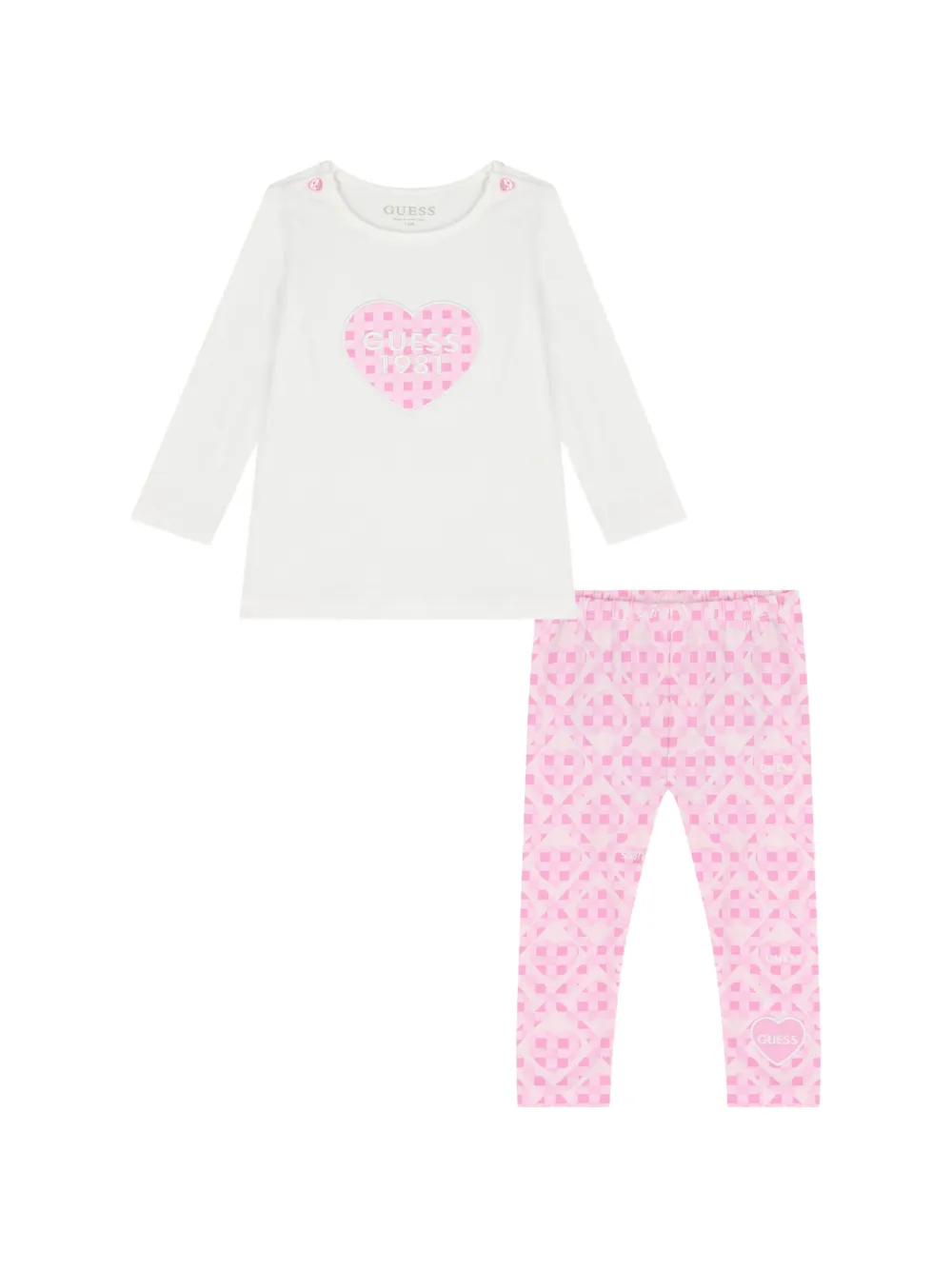 guess kids Set pantaloni con motivo a cuori - Bianco