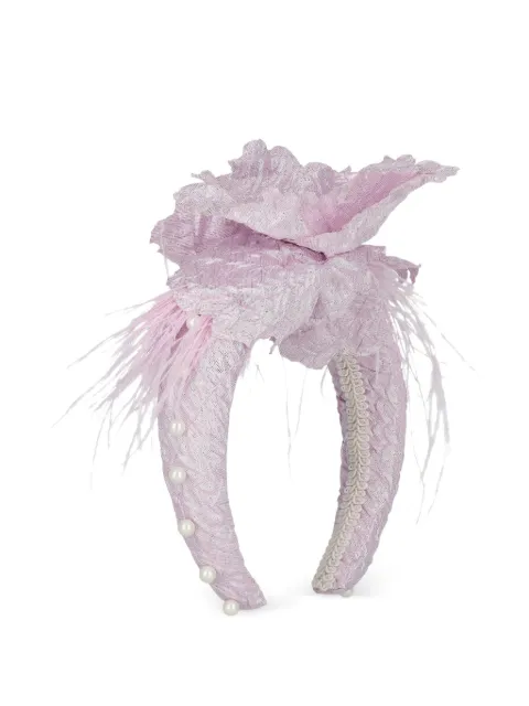 Junona flower feather beaded hair accessory