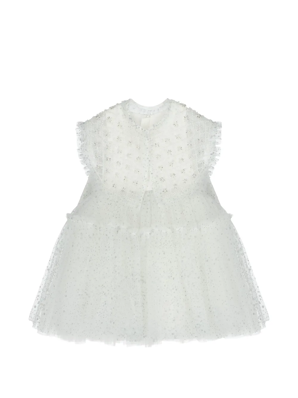 Escada Kids Gerüschtes Kleid mit Schleife - Weiß