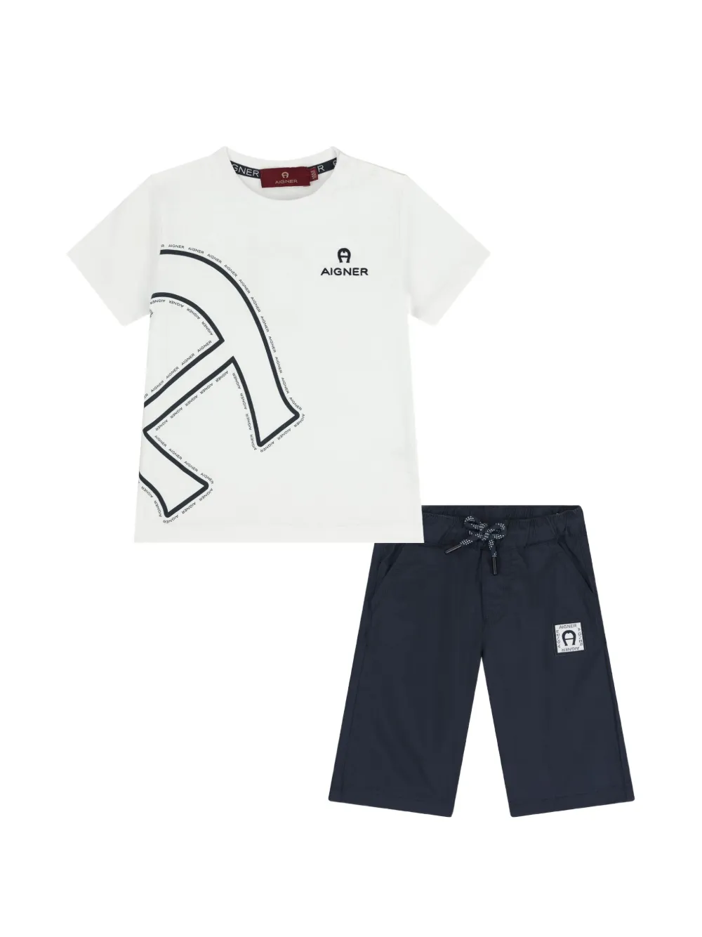 Aigner Kids logo-print short set - Bianco