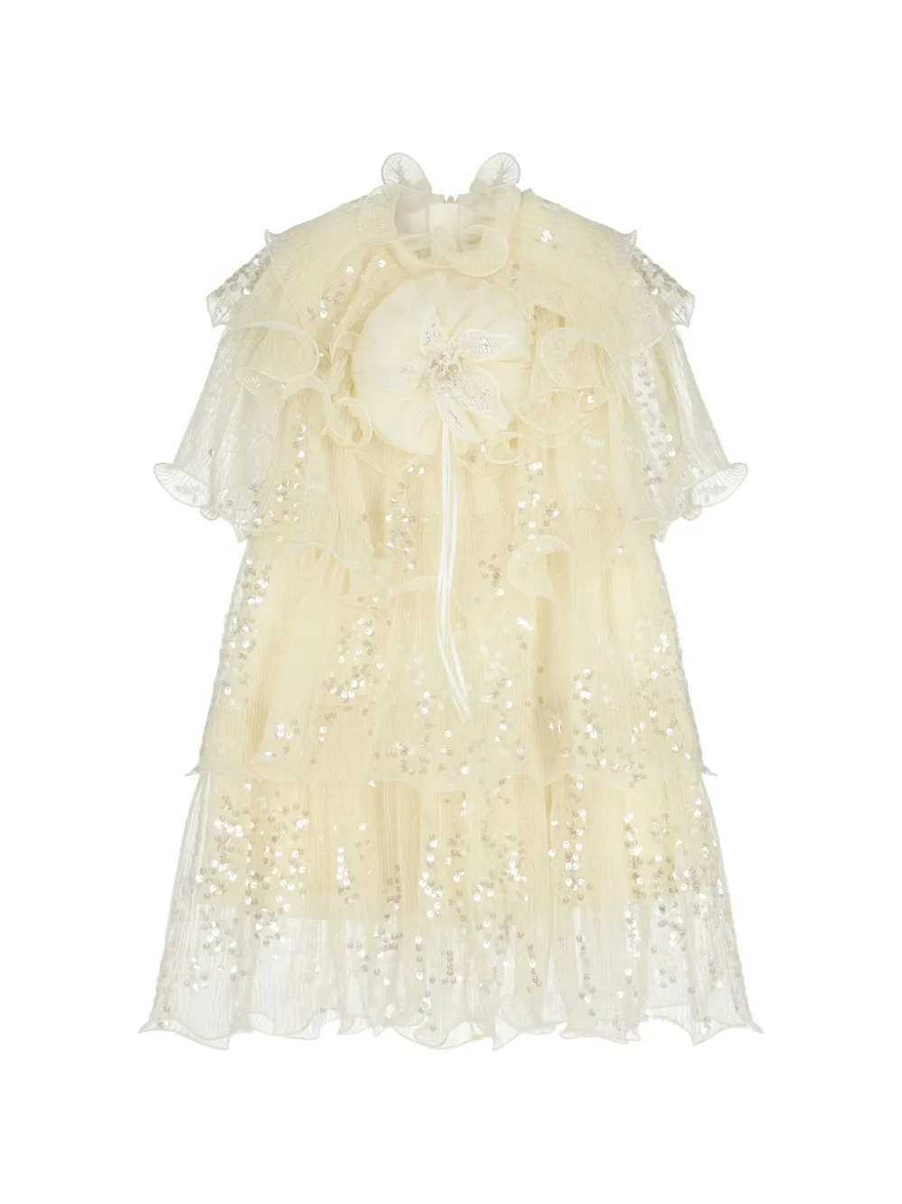 Escada Kids ruffled sequin dress - Toni neutri