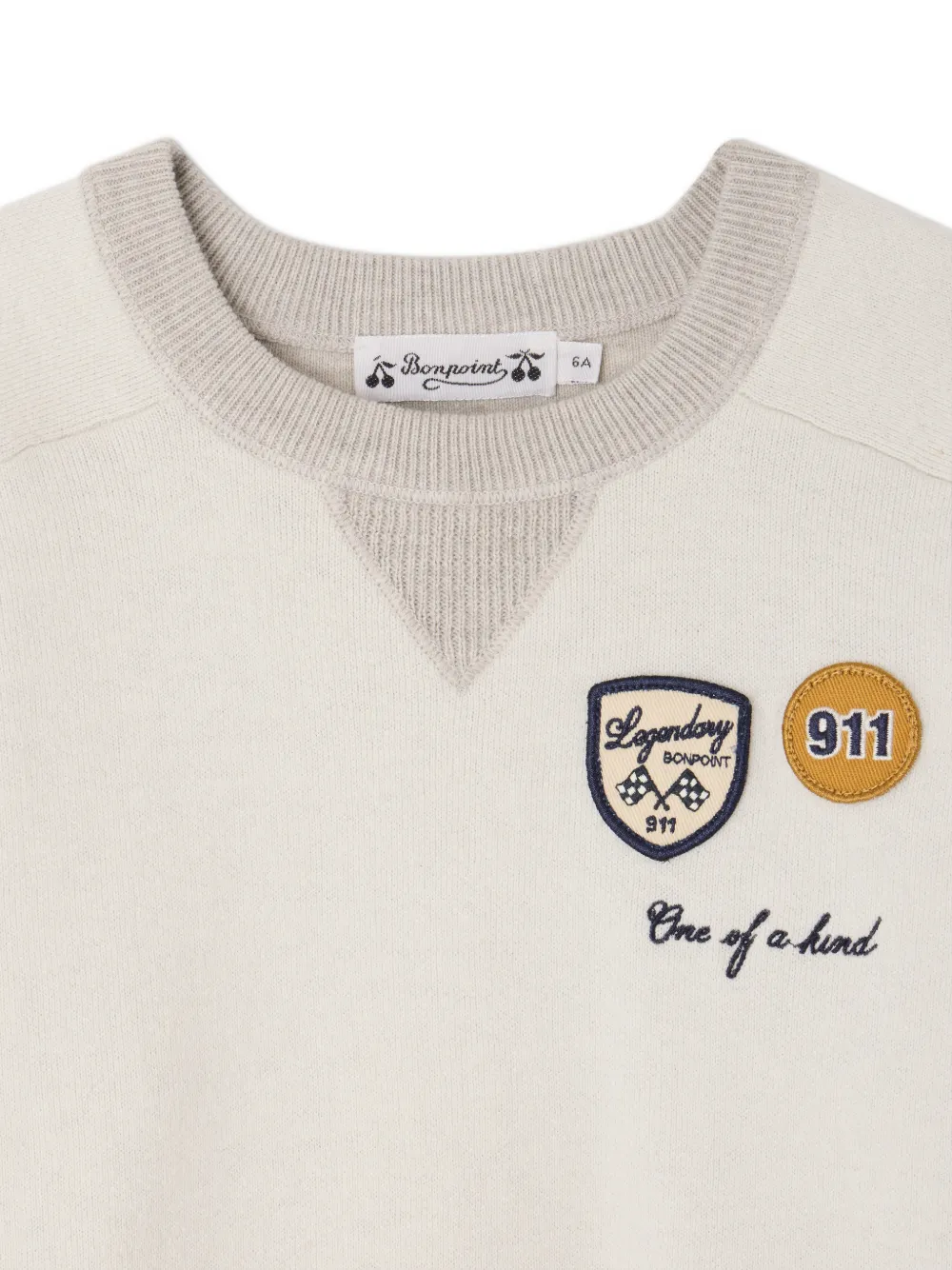  Bonpoint X Porsche Loxley Appliqué Crewneck Sweatshirt - Neutrals 