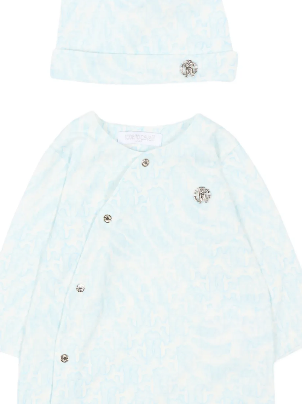 Roberto Cavalli Junior Romper muts en slabbetje met monogramprint Wit