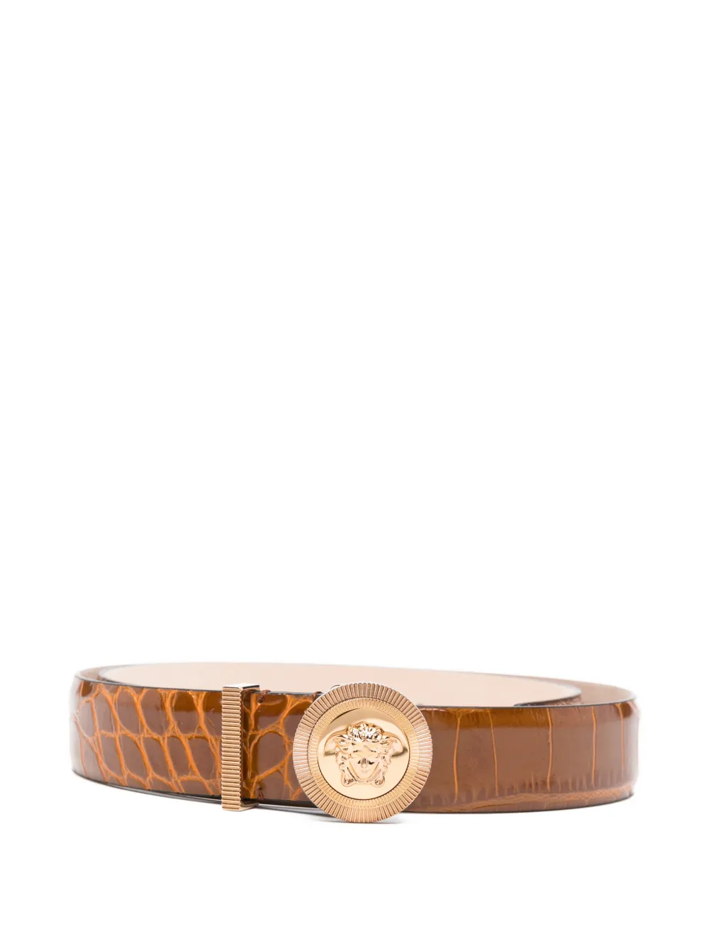 Versace Medusa-plaque embossed belt - Marrone