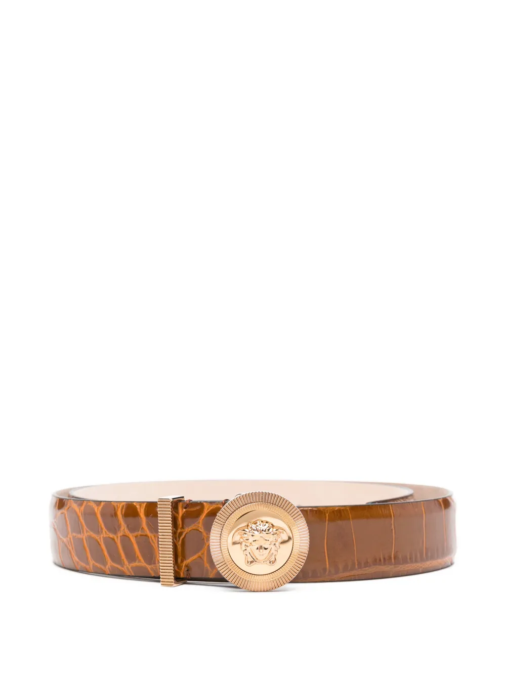Versace Medusa-plaque embossed belt - Marrone