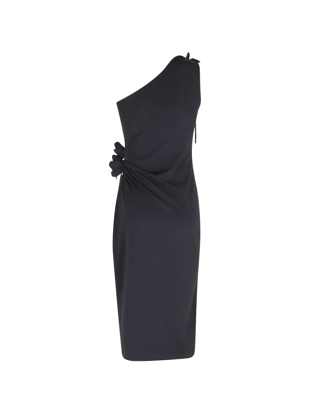 Coperni Asymmetrische midi-jurk met bloemdetail Zwart